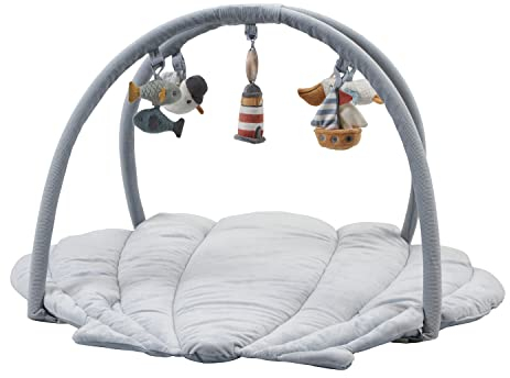 Little Dutch 8617 Activity Krabbeldecke mit Spielbogen - Sailors Bay blau (87x87x4 cm)