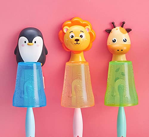 V-Ting Zahnputzbecher mit Zahnbürstenhalter Kinder Cartoon Tiere Bad Badezimmer Becher Glas Badekugel Halter Halterung Toilette WC Zahnbürste Zahncreme Zahnpasta (Giraffe)