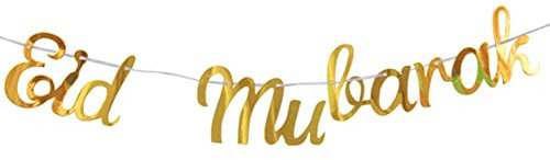 Eid Mubarak Brief Banner Girlande DIY Muslimische Ramadan Party Supplies Dekorationen Eid Feier (Gold)