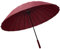 Meichoon Parapluie à 24 Baleines Avec Poignée Cuir Résistant au Vent Fibre Verre Taille Surdimensionnée Pour Homme et Femme KS46 Rouge
