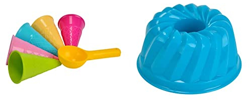 Simba 107108605 - Sandformen EIS, 5 Waffeln, 1 Portionierer, Sandspielzeug, 15cm & 107106226 - Sandformen Kuchen, es Wird nur EIN Artikel geliefert, Durchmesser 12cm, Sandkasten, Sandspielzeug