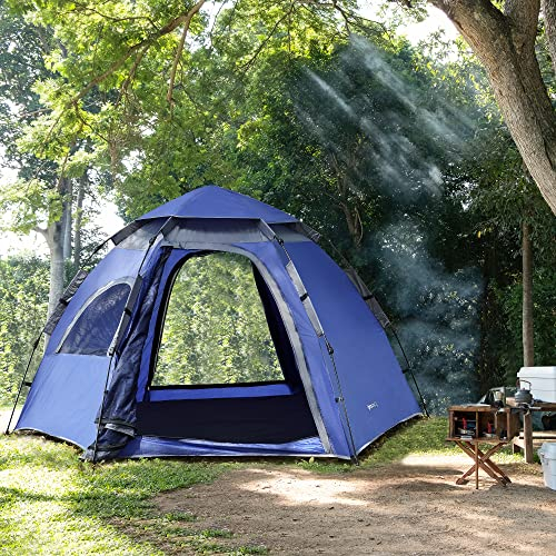 [en.casa] Campingzelt Nybro für 2-3 Personen Pop Up Kuppelzelt 240 x 205 x 140 cm Sekundenzelt Festival Automatik Zelt wasserdicht Blau/Dunkelgrau