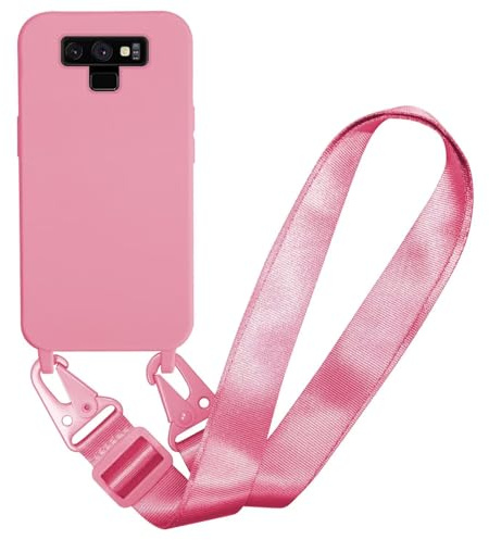 MBSLFY Handyhülle kompatibel mit Samsung Galaxy Note 9 Hülle mit Band, Silikon Necklace Handyhülle mit Abnehmbar Kordel Umhängen Stossfest Handy Schutzhülle für Samsung Galaxy Note 9, Rosa