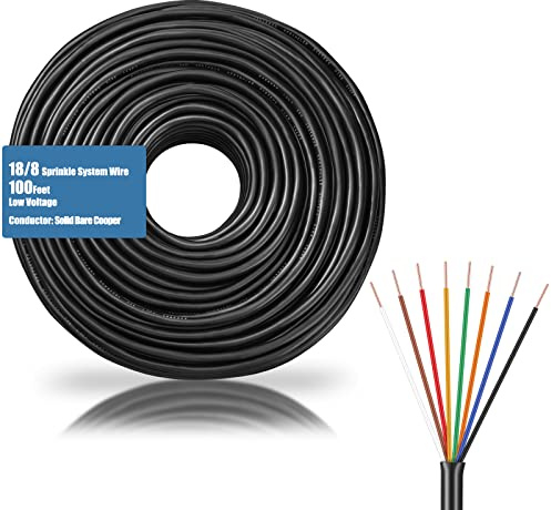 Hoolerry Sistema de riego de alambre de aspersor sólido calibre 18, 18/8 | Cable de aspersor subterráneo de PVC resistente a los rayos UV, listado UL de 30 V, cable de aspersor multihebra