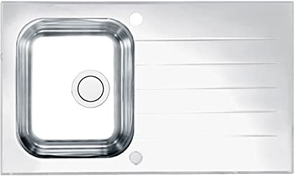 Alveus 1123819 GLASSIX UP 10 Fregadero de cocina empotrado de vidrio con escurridor, Blanco