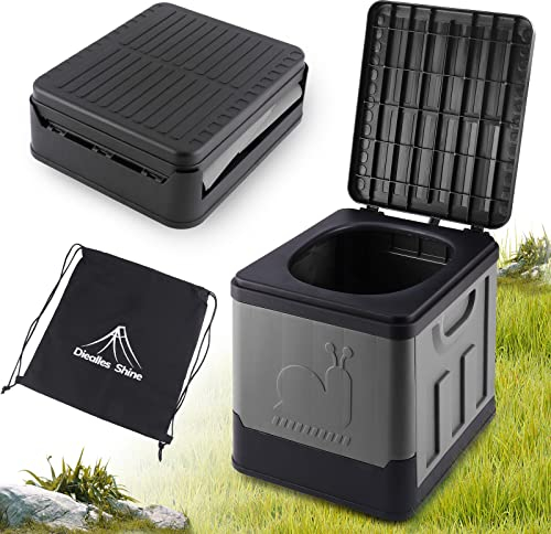 Diealles Shine Baño Portatil, Inodoro Portatil para Acampar, Plegable Baño Seco Camper para Camping Senderismo Viajar, Gris