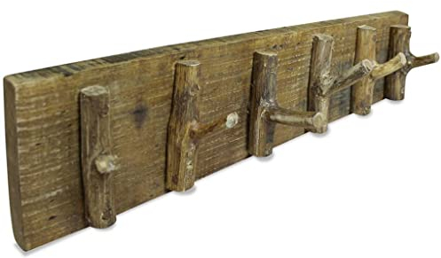 VACARX Garderobenleiste aus massivem Altholz, 60 x 15 cm, Artikelmaterial: massives Altholz
