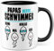Tasse personalisiert Vater Geschenk, Papas beste Schwimmer - eigene Namen Geschenkidee Kaffee-Becher Kaffeetasse mit Spruch lustig Vatertag Sohn Tochter vier Kinder (Vier Kinder Personalisiert)