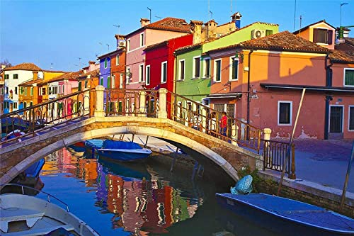 Blechschild, 30 x 20 cm, Vintage, Retro, Venedig, Italien, Burano-Brücke, Kanal, Zuhause, Bar, Club, Küche, Restaurant, Wandkunst, Dekoration, Schilder