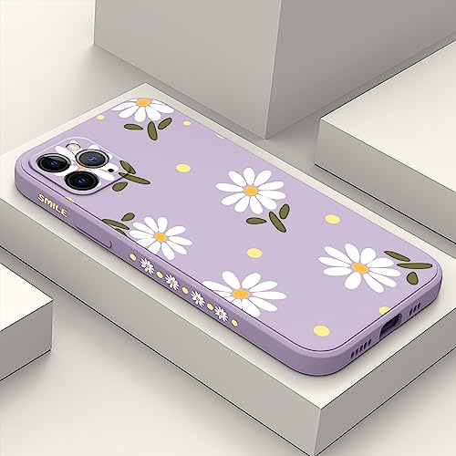 LEECG für iPhone 11 Pro Max Hülle Seite kreatives Design Drucke Schlanke Weiche Schützende Handyhülle iPhone 11 Pro Max 6,5 Zoll-Gänseblümchen Violett
