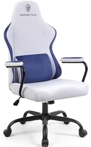 Dowinx Chaise de gaming Recline en tissu pour adulte, ergonomique, avec soutien lombaire - Chaise de bureau pour enfants - Bleu