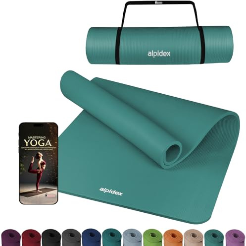 ALPIDEX Tapis Yoga Épais 1,5cm 190x60cm Antidérapant Sport Gym Turquoise