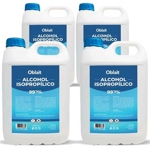 Alcohol Isopropílico 99,9% Puro 20 Litros | Isopropanol 4 x 5 Litros | Limpieza de Electrónica, Superficies, Impresión 3D