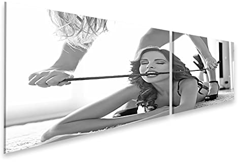 islandburner Bild auf Leinwand Sexy Lesbisches Liebespaar Vorspiel Peitsche BDSM für Schlafzimmer Bilder Wandbilder Poster ISCH-2K