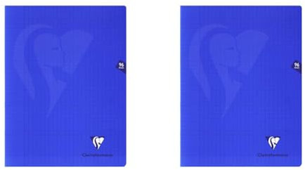 Clairefontaine 322361C Un Cahier Agrafé Mimesys Bleu marine - 24x32 cm - 96 Pages Grands Carreaux - Papier Blanc 90 g - Couverture Polypro (Lot de 2)