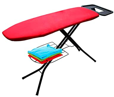 JOuaN Tabla de Planchar Plegable con Soporte para Plancha y Bandeja para Ropa, Altura Regulable en 4 Niveles, Grosor 1 cm, Tabla de Planchar de Metal