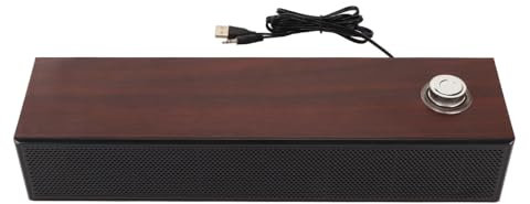 Diyeeni Wood Computer Speakers for Desktop, Mini Sound Bar Speaker with Stereo Sound, USB Powered Small PC Speakers, with Volume Knob, 3.5mm AUX Plug & Port, Plug and Play