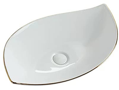 Lavandino Bagno Lavandino bianco moderno in ceramica e porcellana sopra il bancone del bagno, lavabo a ciotola, lavandini da bagno, a forma di foglia Lavabo da Appoggio