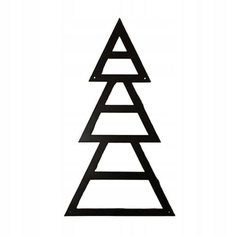 STALFORM Árbol de Navidad de metal negro para colgar, 80 cm x 45 cm, decoración de Navidad para exteriores, decoración de pared