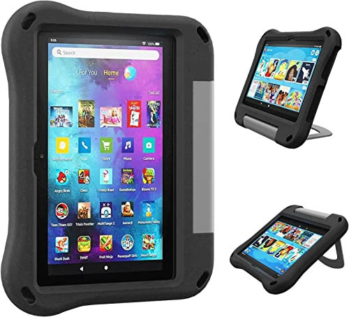 Fire 7 Tablet Case for Kids(12th Generation, 2022 Release) Amazon Kindle Fire 7 Case for Kids 7 inch Multi-angle Adjustment Shockproof with Handle Stand,Incompatible with iPad Samsung(Black)