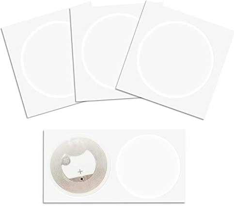 Nudiuhis 50 StüCk NFC Ntag216 Aufkleber Ntag216 NFC Tags NFC 216 Tag Ntag216 NFC Karten 13,56 MHz NFC Tag Aufkleber 888 Bytes Speicher