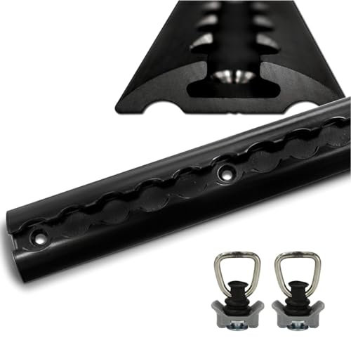 Airlineschienen schwarz aus Aluminium halbrund Airlineschiene pulverbeschichtet zur Ladungssicherung für PKW, LKW, Anhänger, Wohnmobile usw. - Zurrschiene - Zurrleiste (1x 1 Meter 2 Fittinge)