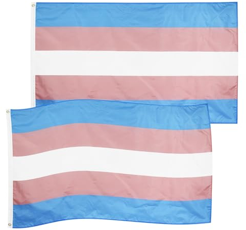 Lgbtq Flagge Hillylolly 2 Stück kräftige Farben Trans Flag, 90X150cm Trans Flagge, groß Transgender Flagge mit 2 Ösen für Garten, Balkon, Zimmer, Drinnen und Draußen, Pride Month Parade Dekoration