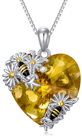 HARMONY BOLA Biene Halskette Sterling Silber Kristall Hummel Anh채nger G채nsebl체mchen Schmuck Geburtstag Jahrestag Geschenke f체r Frauen M채dchen