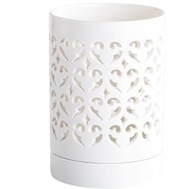 Portautensili da Cucina Portautensili da cucina for piano di lavoro, coccio for utensili in ceramica scavato, stabile organizer for utensili da cucina con vassoio di scarico, bianco/verde Scolaposate
