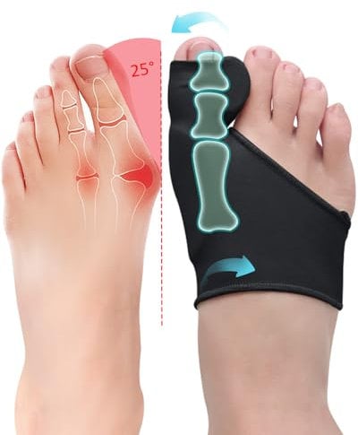 PGRODE 2 Pcs Bunion Corrector for Women Men Bunion Pain Relief, Big Toe Straighteners, Breathable Bunion Correction Socks with Built-in Gel Pad, Big Toe Spacer Separators (Black)