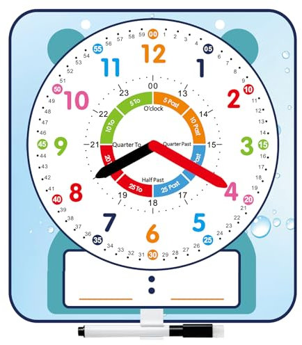ANSTROUT Large 12 Magnetic Writable Dry Erase Teaching Clock, Teaching Demonstration Clock for Kids Learning Time with Cute Style for Home School Classroom Supplies(12×11)