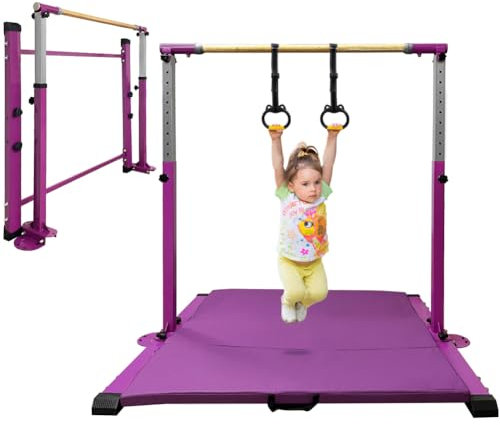 Gymnastics Bar for Kids Ages 3-15 with Gym Ring, Max Load 350Lbs