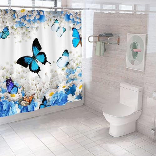 FAIRYGATE Duschvorhang Weiss Vorhänge Shower Curtain Duschvorhang Duschvorhänge 180 x 180 cm Anti Schimmel Wasserdicht Polyester Stoff Waschbar Bad Vorhäng für Badzimmer mit 12 Haken B9105