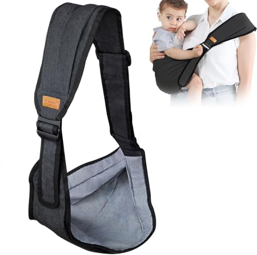 Ajustable Mochila Portabebes, Fular Porteo Bebe Cómodo y Transpirable, Marsupio Bebe Ergonómico Portátil, Baby Carrier All Seasons para Bebés de 6 a 36 meses, Lateral Sling Bebe (Negro)