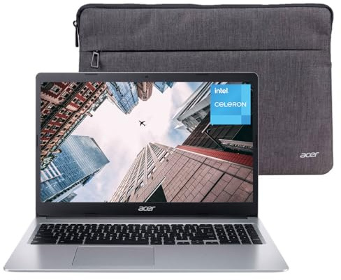 acer Daily Traditional Chromebook, 15.6 HD Display, Intel Celeron N4020, 4GB RAM, 64GB eMMC, Numeric Keypad, Webcam, Wi-Fi, Chrome OS, Silver
