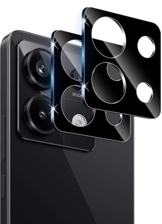 Datree para Xiaomi Redmi Note 13 Pro 5G Protector de Pantalla Lente de Cámara, 2 Piezas 9H Dureza HD Anti-Arañazos Cristal Templado Cámara Trasera Lente Protector -Negro