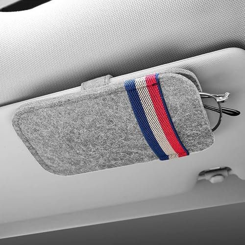 Flaconi Portaocchiali Auto,Porta Occhiali per Auto,Porta Occhiali da Auto,Borsa Occhiali Indossabile Morbida Borsa Occhiali,Clip per Portafogli, Accessori per Visiera da Auto(Grigio)