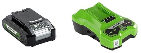 Greenworks Batteria da 24V 2Ah G24B2 + Greenworks Caricabatterie 24V 2A G24C