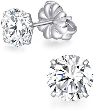 TitanHeart Reintitan Ohrstecker, Hypoallergen F136 Implantat Grad Ohrstecker mit 6mm Geburtsstein Kristalle CZ Simulierten Diamanten für Damen Herren(Weiß)