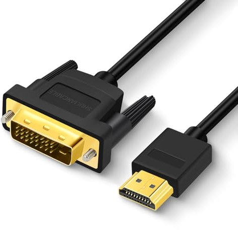 SHULIANCABLE Câble HDMI vers DVI, Bidirectionnel DVI-D 24 + 1 mâle vers HDMI mâle Adaptateur 1080p, plaqué Or, pour PS3, PS4, HDTV, PC (3M)