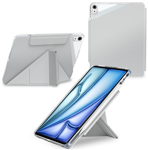 Tasnme Étui amovible pour iPad Air 11 (M3/M2, 2025/2024), coque magnétique pliable en Y pour iPad Air 5e/4e génération (2022/2020) 11, support à trois volets avec coque arrière rigide transparente