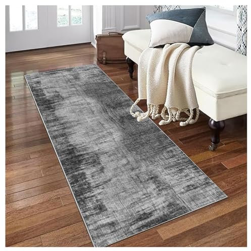 Siunwdiy Alfombra Larga para Pasillo, Cocina, Antideslizante, Lavable, Pasillo, Cocina, Gris Oscuro, Alfombra de Pasillo, Alfombra por 4 Metros, Alfombra de Cocina, Dormitorio, salón,140X400CM