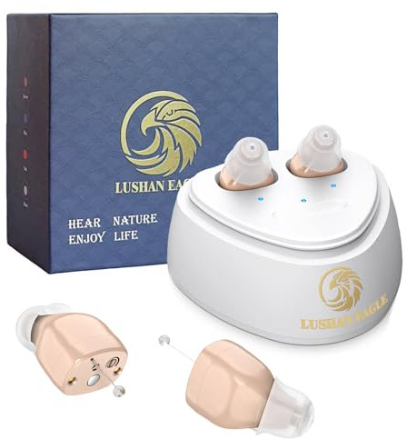 LUSHAN EAGLE Auriculares Amplificados Auriculares Que Pueden Hacer Que el Sonido Sea más Fuerte, Mini Recargable Oculto en el oído con Chip Digital (Beige)
