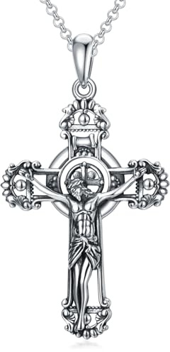 PROESS Kreuz Kette 925 Sterlingsilber Kreuz Anhänger Halskette Christlicher Schmuck Geschenke für Damen Herren