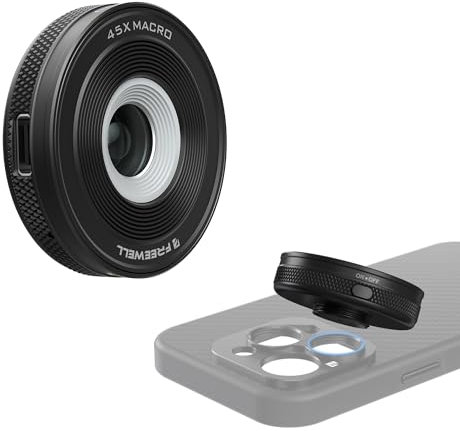 Freewell 45x Makro-Objektiv für Smartphones 17mm Gewinde Extreme Detail-Nahaufnahmen Objektiv für iPhone, Samsung