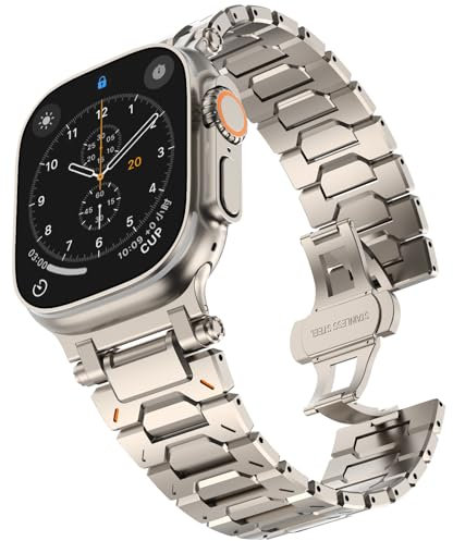 KADES 49mm 46mm 45mm 44mm 42mm(series 3 2 1) for Apple Watch Strap for Men,Upgraded Solid Metal Connector Band Link Strap for iWatch Ultra 3/Ultra 2 1/SE 3 2 1/Series 11 10 9 8 7 6 5 4 3 2 1,Titanium