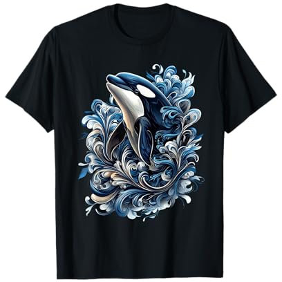 Buntes Orca Portrait Illustration Orca T-Shirt