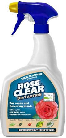 RoseClear 3 in 1 Action 800ml is a combined insecticide and fungicide designed to protect roses and other ornamental plants. It effectively kills aphids (greenfly and blackfly), controls black spot
