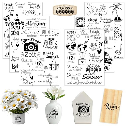 Rub On Sticker Reiseaufkleber, 6 Stück A5 Rub On Aufkleber, Rub On Folie Transferaufkleber, für Möbel, Glas, Holz, Scrapbooking, DIY Basteln Deko (Reiseaufkleber)