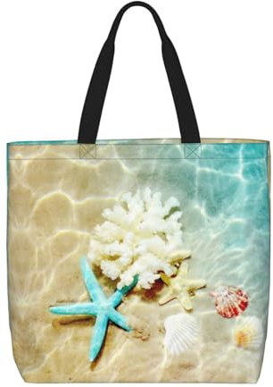 DNBCLEZK Strandtasche, leicht, Polyester, große Tasche, Shopper mit trendigen Drucken, Uni, für den täglichen Gebrauch, für Damen und Herren (mehrere Muster-Designs), Schwarz , Einheitsgröße